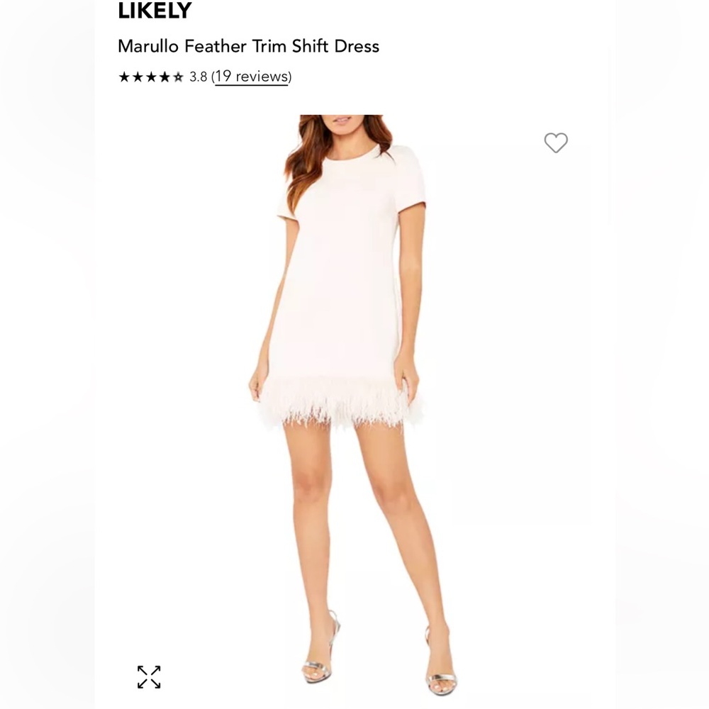 Likely Marullo Feather Trim Shift Dress - White